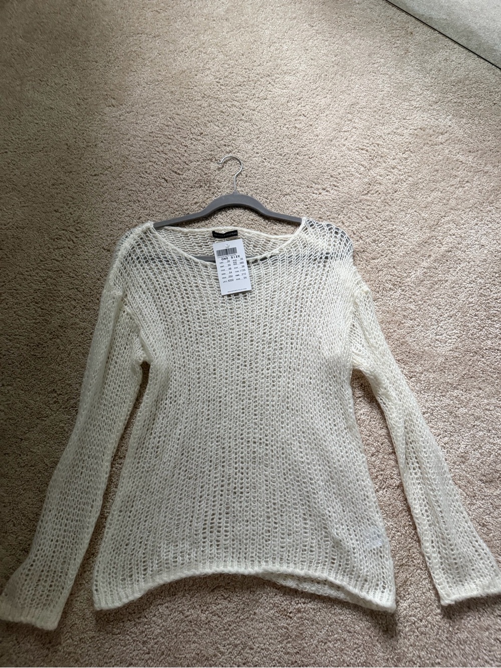 Brandy Melville Cream Open-Knit Crewneck Sweater